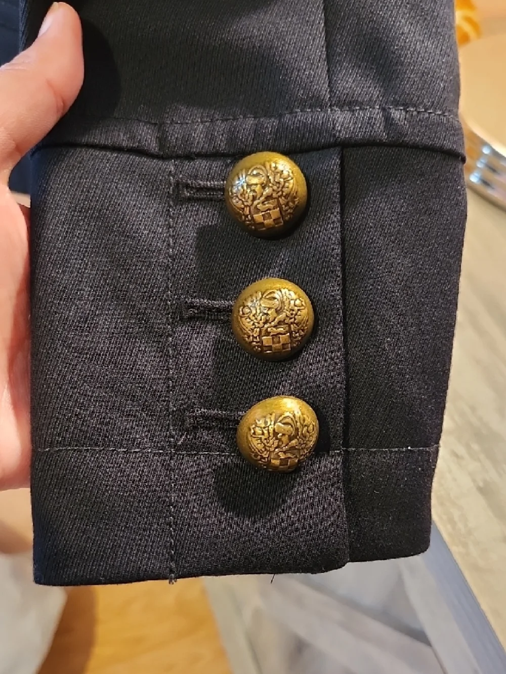 Vince Camuto Black Military-Style Blazer with Gold Buttons - Picture 6 of 12
